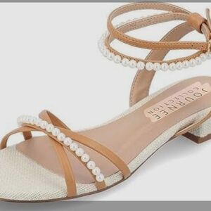 Gold And Pearl Strappy Flat Sandals Women's Size 12 NWT